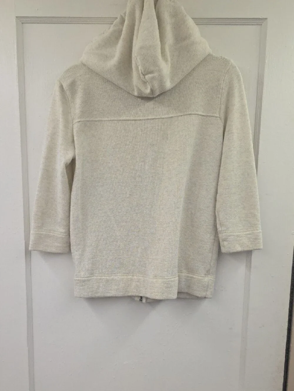 Aerie Ivory Heather Full Zip Hoodie Glitter Drawstrings Logo Size Small